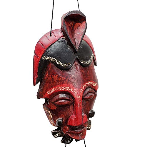 Stoneage Arts African Masks Wall Hanging Art Hand Carving Safari Décor Wall Head Sculpture Wild Animal and Tribal Features Faces Hanging Together for