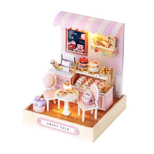 TuKIIE DIY Miniature Dollhouse Kit with Furniture, 1:24 Scale Creative Room Mini Wooden Christmas Doll House Plus Dust Proof for Kids Teens TuKIIE