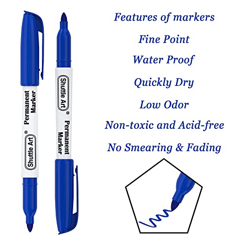 Shuttle Art Permanent Markers Bundle, 30 Pack Red and 30 Pack Blue Permanent Marker set,Fine Point, Works on Plastic,Wood,Stone,Metal and Glass for Shuttle Art