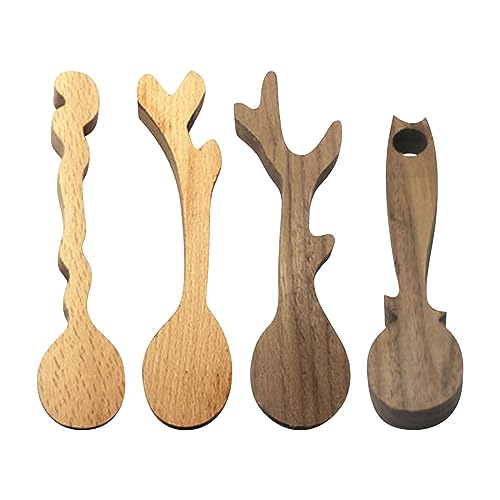 4Pcs Wood Carving Spoon Blanks, Basswood Spoon Carving Blanks Walnut Wood Carving Spoon Blank Wooden Spoon Carving Kit for Whittling Unfinished Wood Generic
