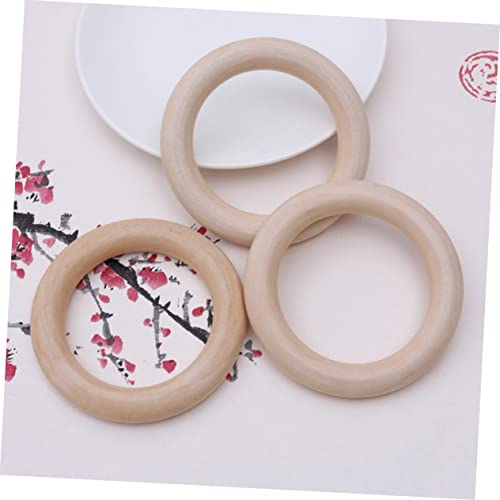 VOSAREA 20 Pcs Unfinished Wooden Rings Wood Craft Pendant Ring Unfinished Smooth Wooden Ring Wooden Rings for Macrame Wooden Circle Crib Toys Curtain VOSAREA