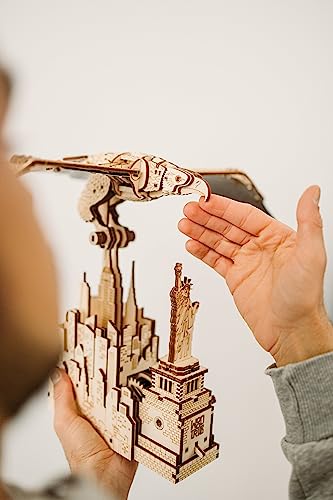 Wood Trick Liberty Eagle 3D Wooden Puzzles for Adults and Kids to Build - Mechanical Wings Movement - Engineering DIY Project Bird 3D Puzzles for Wood Trick