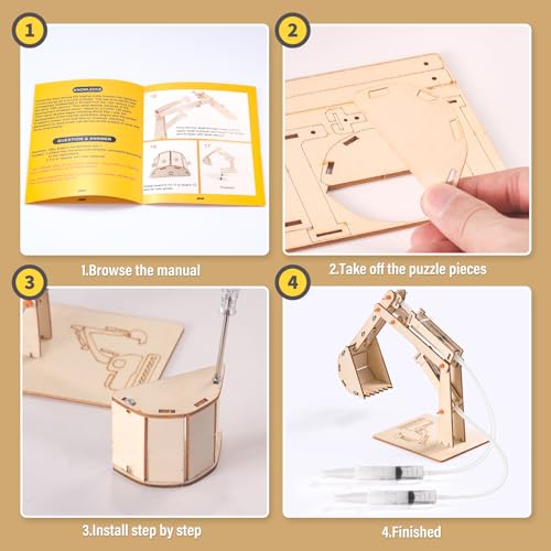 STEM Science Kits, 5 Set Building Kits for Kids Ages 8-12, 3D Wooden Puzzles, Wood Crafts for Boys 6-8, Science Experiment Projects, Woodworking Yutin