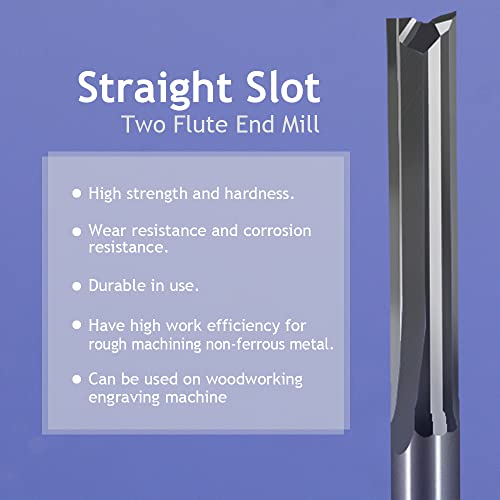 HOZLY 1/8 Inch Straight Router Bits Set (CED 1.0mm 1.5mm 2.0mm 2.5mm 3.175mm )Milling Cutter 2 Flutes Double Edged CNC Cutting Tungsten Steel for - WoodArtSupply