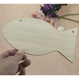 Creaides Fish Wood DIY Crafts Cutouts Wooden Fish Shaped Hanging Ornaments Unfinished Wood Signs with Twines for Wedding Birthday Christmas Party Creaides