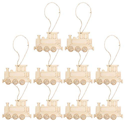 ARTIBETTER 20Pcs Unfinished Wood Ornaments Train Shape Blank Wood Natural Slices for DIY Crafts Painting Photo Props Home Decorations (Khaki)