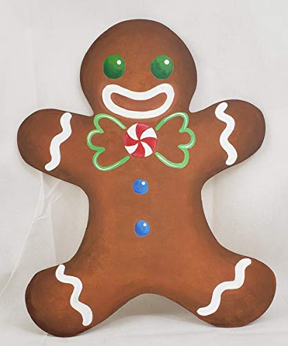 Gingerbread Man Design by Lines Cutout 1 Item Per Pack Door Hanger Christmas Decor Holiday Unfinished Wood MDF Shape Canvas Style 1 Art 2 (24") - WoodArtSupply