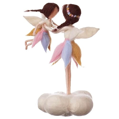 Mom and Kid on Cloud Fairy Needle Felting Kit Mom 6INCH Kid 4INCH Friendly Instruction DIY Craft Kit for Beginners