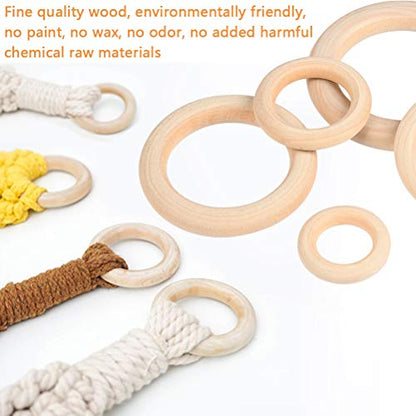 TIMESETL 150 Pcs Unfinished Solid Wooden Rings and Natural Round Wood Spacer Beads Without Paint for Necklace Bracelet Jewelry DIY Macrame Craft - WoodArtSupply