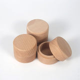 ASUNFO 3 Pcs Mini Round Wooden Ring Jewelry Box Holder Small Trinket Wooden Box with Lid DIY Storage Trinket Bearer Container Case Wood Ring Box ASUNFO