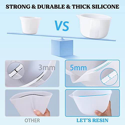 LET'S RESIN Silicone Measuring Cups,Resin Supplies with 600ml/20oz&100ml Thickening&Polishing Resin Mixing Cups,Easy to Clean,Silicone Stir - WoodArtSupply