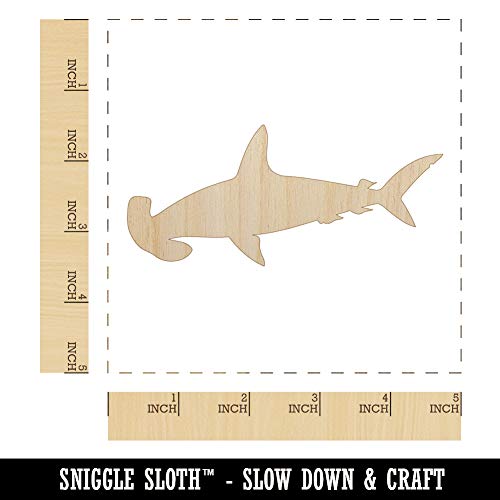 Hammerhead Shark Solid Unfinished Wood Shape Piece Cutout for DIY Craft Projects - 1/8 Inch Thick - 4.70 Inch Size Sniggle Sloth