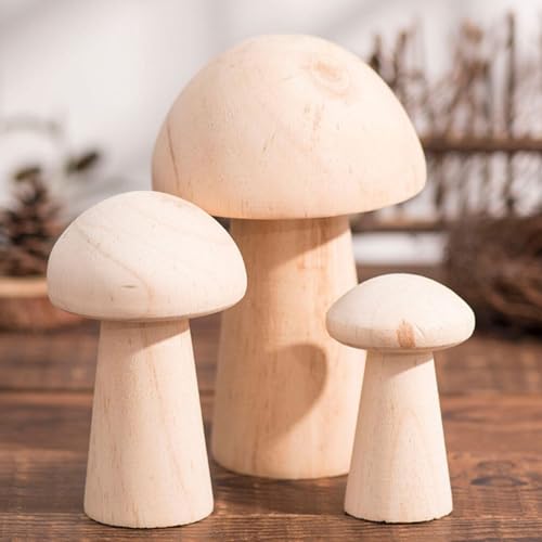 Zerodeko Wooden Mushroom Blank, Mini Wooden Mushrooms to Paint, Unfinished Wood Figurines for Craft Ornament Zerodeko