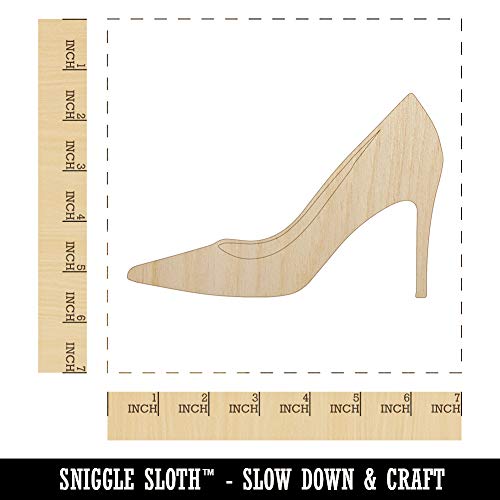 High Heel Pump Shoe Unfinished Wood Shape Piece Cutout for DIY Craft Projects - 1/4 Inch Thick - 6.25 Inch Size - WoodArtSupply