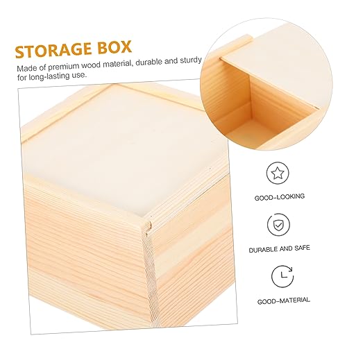 Abaodam 8 Pcs Wooden Storage Box Jewelry Container Square Containers with Lids Unfinished Ear Ring Holder Storage Bins with Lid Jewelry Storage Cases Abaodam