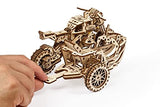 UGEARS Motorcycle with Sidecar 3D Puzzles - UGR-10 Motorcycle Scrambler Wooden Model Kits for Adults to Build - Retro Design Sidecar Motorbike Model UGEARS