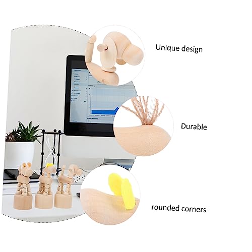 VOSAREA 3 Pcs White Embryo Ornament Wood Animal Figurines Decoraciones para Salas De Casa Waldorf Dolls Unfinished Peg Favors Home Décor Kid Toy VOSAREA