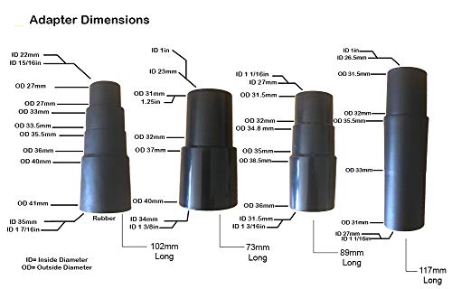 Vacuum Hose Adapter Kit and Cone Reducers 8 Attachments Fits 7/8 in to 1 3/4 in Includes 1 Rubber Reducer Mountain Trades