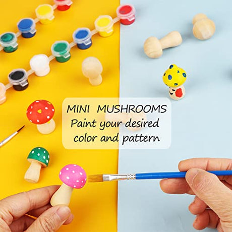 48-Piece Wooden Mushroom Set, 6 Different Sizes and Cute Shapes Unfinished Wooden Mushrooms Perfect for Art Project Crafting and Fairy Themed Spring Ioffersuper