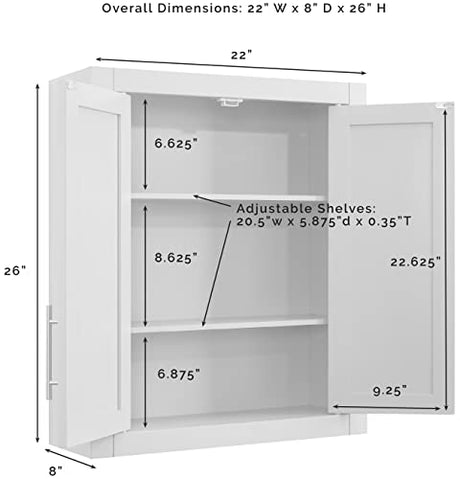 Crosley Furniture Savannah Bathroom Wall Cabinet, White Crosley Furniture