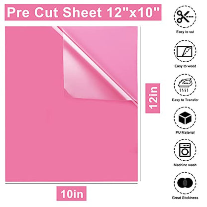 CAREGY Heat Transfer Vinyl for T-Shirts 12in.x10in. 15 Sheets-Iron On Vinyl HTV Bundle - WoodArtSupply