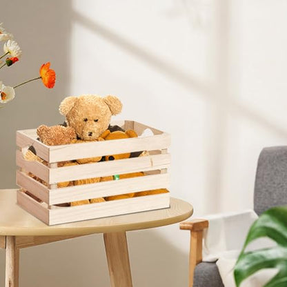 Voittozege 3 Pack Wooden Nesting Crates with Handles,Decorative Wood Crates Crate Box Wooden Storage Box Nesting Solid Wood Crates for Kitchen, - WoodArtSupply