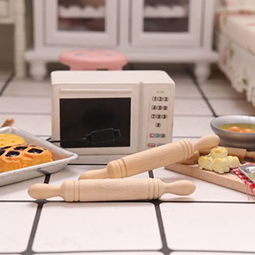 10pcs Wooden Miniature Rolling Pin Doll House Rolling Pole Rolling Pin Models Wood Handle Rolling Pin Mini House Props for Crafts, Doll Houses… Zerodeko