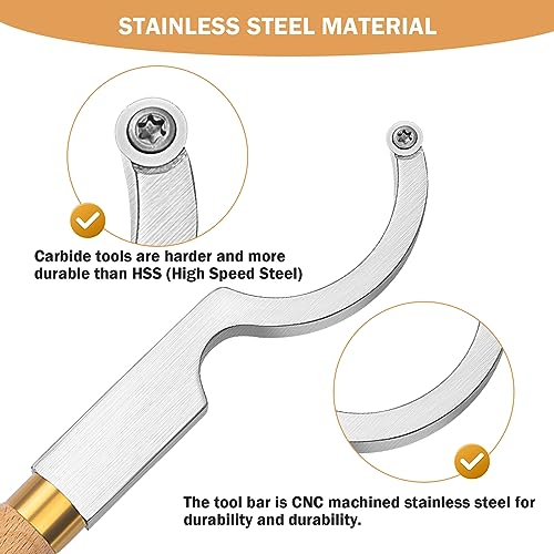 Carbide Woodturning Tool,4Pcs Carbide Tipped Wood Turning Tools Set,Solid Wood Handle and Carbide Inserts Perfect For Woodturning or Small to Weihnacht