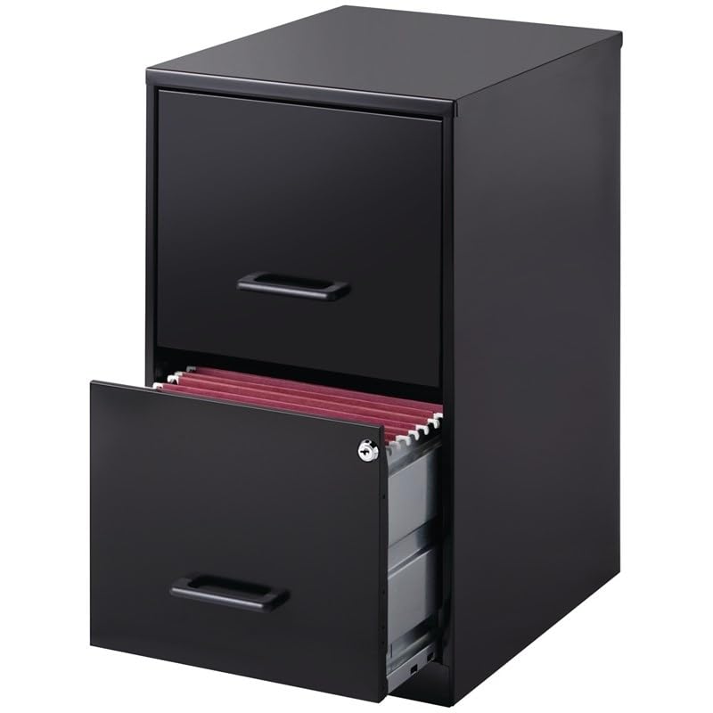 Scranton & Co Metal 2 Drawer Letter File Cabinet in Black - WoodArtSupply