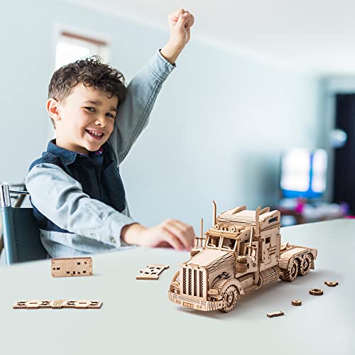 ROKR Model Car Kits Wooden 3D Puzzles Model Building Kits for Adults-Educational Brain Teaser Assembly Model for Adults to Build, Desk Decor/DIY ROKR