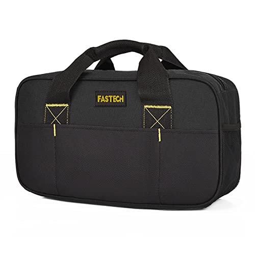 FASTECH 14 Inch Small Tool Bag,Wide Mouth Tool Tote Bag,Waterproof Tool Organizer Bag,Electricians Repairman Tools Tote Bag Double Fabric Storage Bag FASTECH