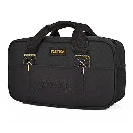 FASTECH 14 Inch Small Tool Bag,Wide Mouth Tool Tote Bag,Waterproof Tool Organizer Bag,Electricians Repairman Tools Tote Bag Double Fabric Storage Bag FASTECH