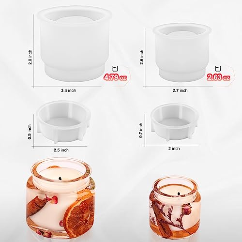 Actvty Jar Silicone Molds, Jar Resin Molds with Lids, 2 Sets of Candle Jar Molds of Different Sizes, Epoxy Resin Casting Molds for DIY Jewelry Actvty
