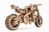 UGEARS Motorcycle with Sidecar 3D Puzzles - UGR-10 Motorcycle Scrambler Wooden Model Kits for Adults to Build - Retro Design Sidecar Motorbike Model UGEARS