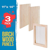 U.S. Art Supply 11" x 14" Birch Wood Paint Pouring Panel Boards, Studio 3/4" Deep Cradle (Pack of 3) - Artist Wooden Wall Canvases - Painting U.S. Art Supply