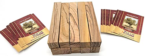 Zuluf Holy Land Olive Wood Pen Blanks for Turning Authentic Olive Wood Blanks Bundle 3/4" x 3/4" x 5-1/2", Set of 10 - Premium Wooden Pen Blanks Zuluf