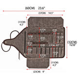 TOURBON Waxed Canvas Tool Roll Up Bag, 25-Pocket Wood Carving Chisel Carrying Case, Multi-Purpose Tool Pouch with Zipped Compartments TOURBON