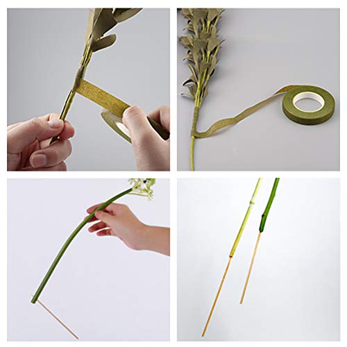 WANDIC Flower Arrangement Kit, Set of 51, Round Flower Holders, Ceramic Flower Pot, Kenzan Needle Cleaning Pin & Rake, Floral Stems and Floral Tape WANDIC