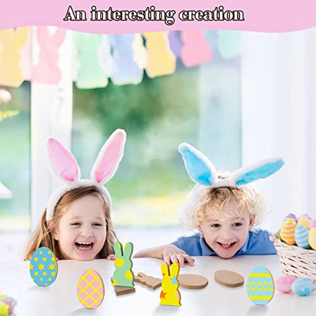 20 Pcs Easter Wooden Bunny Cutouts Unfinished Bunny Table Wooden Signs Peeps Bunny Egg Shaped Craft Tags Easter Blank Bunny Slice Wooden Signs for Gerrii