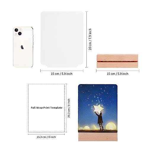 PYD Life 4 Pack Sublimation Acrylic Photo Frames Blanks 6" x 8" with Warm Color Light LED,White Rectangle Photo Frames with Wood Stand for Heat Press PYD Life