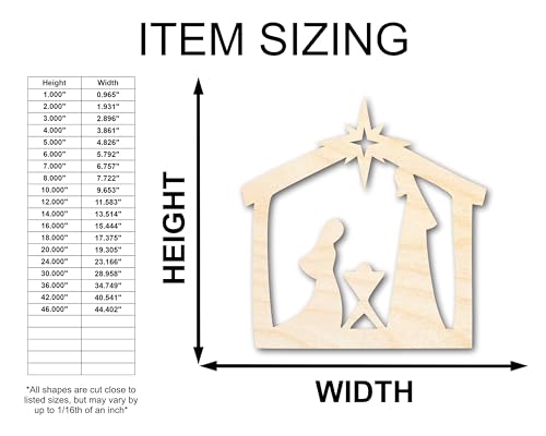Unfinished Wood Nativity Scene Silhouette | DIY Christmas Craft Cutout | up to 36" DIY 6" / 1/2" 24 Hour Crafts