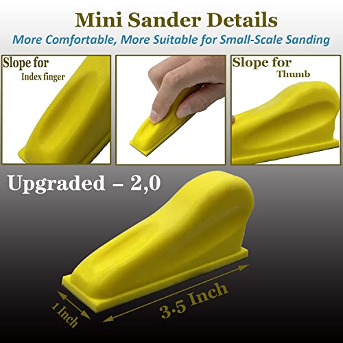 AutKerige Micro Detail Sander with 70PCS Sandpaper-Grit 400 600 800 1000 1500 2000 3000, 3.5”x 1” Mini Sander Kit with Hook and Loop Sanding Strips
