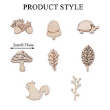 300Pcs Wooden Embellishments,Mushroom Squirrel Shape Wooden Cutouts Wooden Scrapbooking DIY Handmade Crafts Children Graffiti Home Decor Wooden Leaf Haiabei