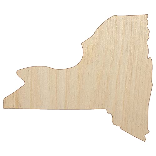 New York State Silhouette Unfinished Wood Shape Piece Cutout for DIY Craft Projects - 1/4 Inch Thick - 4.70 Inch Size Sniggle Sloth