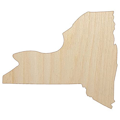 New York State Silhouette Unfinished Wood Shape Piece Cutout for DIY Craft Projects - 1/4 Inch Thick - 4.70 Inch Size