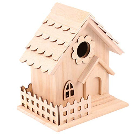 Milisten 1 Pcs Unpainted Wooden Birdhouses Natural Unfinished Wood Birdhouse to Paint Mini Bird Feeder Houses to Decorate for DIY Crafts, Indoor Milisten