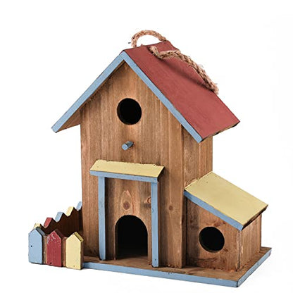 2in1Bird House&Bird Feeder,Bird Houses for Outside,3 Hole Bird House for Outside/Indoors/Hanging,Wooden Birdhouses,Handmade Natural Bird House for - WoodArtSupply