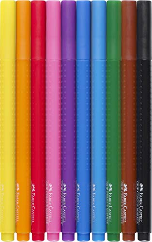 Faber-Castell GRIP Color Markers - 10 Washable Fineline Markers Faber-Castell
