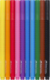 Faber-Castell GRIP Color Markers - 10 Washable Fineline Markers Faber-Castell