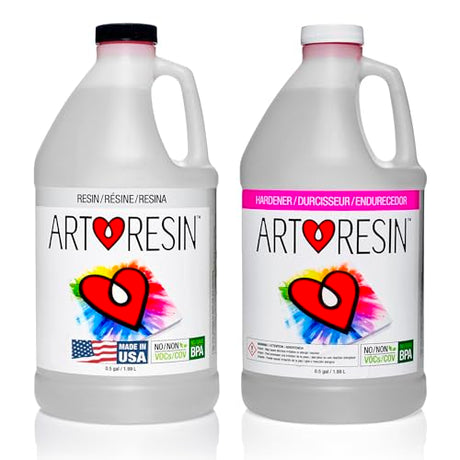 ArtResin - Epoxy Resin - Clear - Non-Toxic - 1 gal (0.5 gal Resin + 0.5 gal Hardener) (3.78L) ArtResin